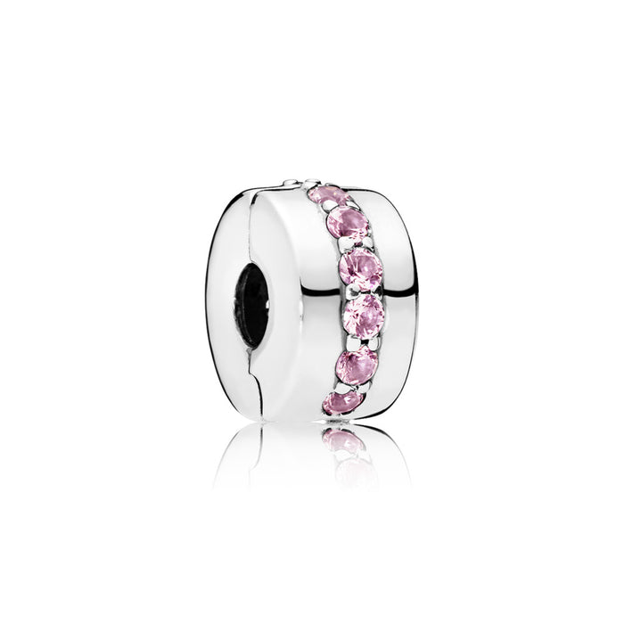 Shining Path, Pink CZ Silver clip with pink cubic zirconia
