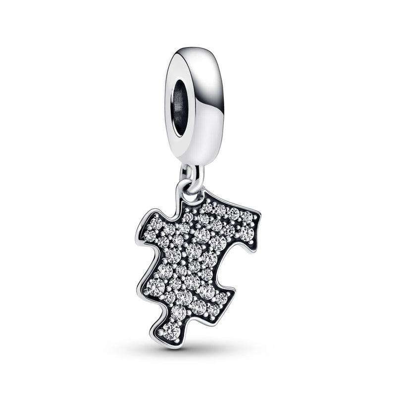 Engravable puzzle piece sterling silver dangl PU