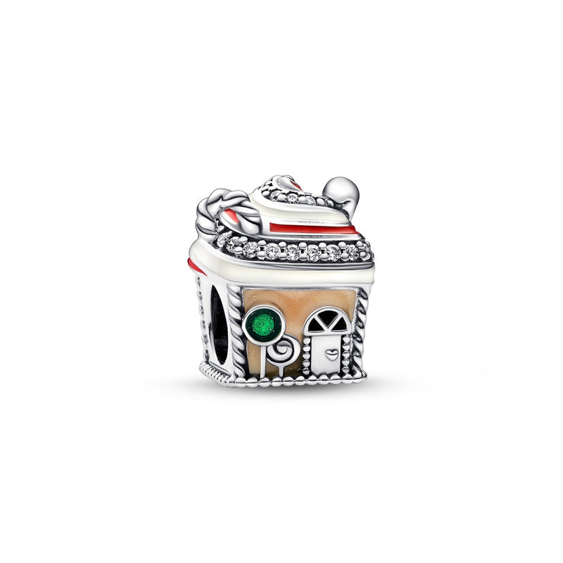 Gingerbread house sterling silver charm with