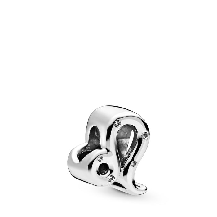 Leo sterling silver charm with clear cubic zirconia