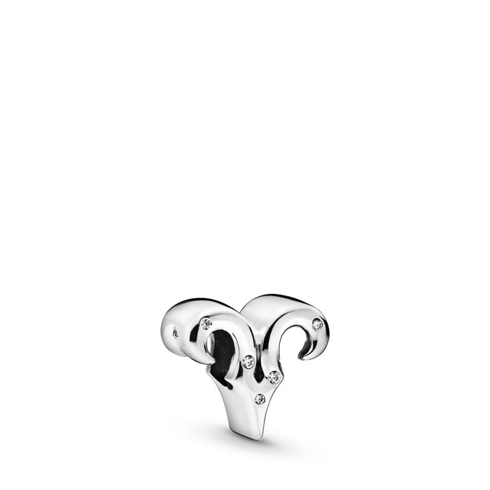 Aries sterling silver charm with clear cubic zirconia