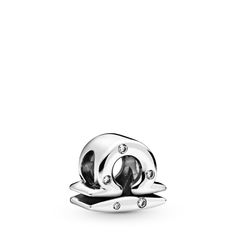 Libra sterling silver charm with clear cubic zirconia