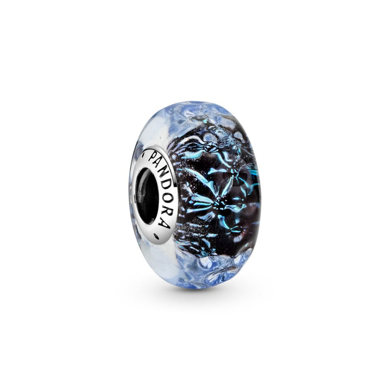 Wavy Dark Blue Murano Glass Ocean Charm