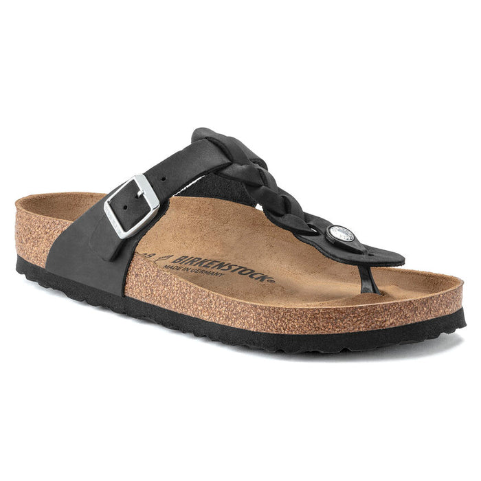 Birkenstock Gizeh Oiled Leather Sandals - Black (Regular/Wide)