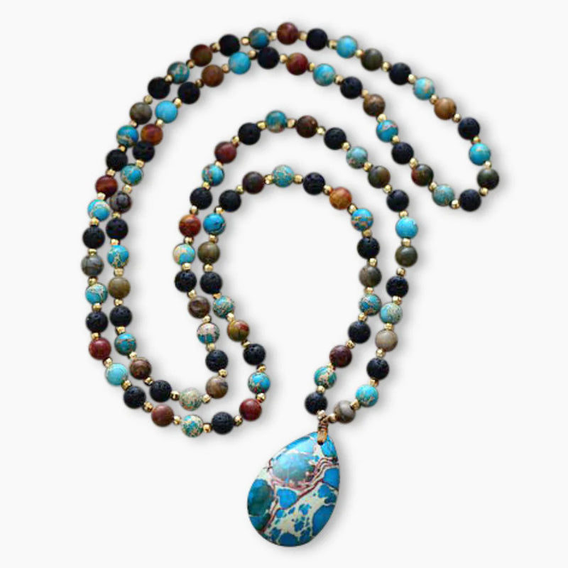 Water Drop Labradorite & Onyx Pendant Necklace