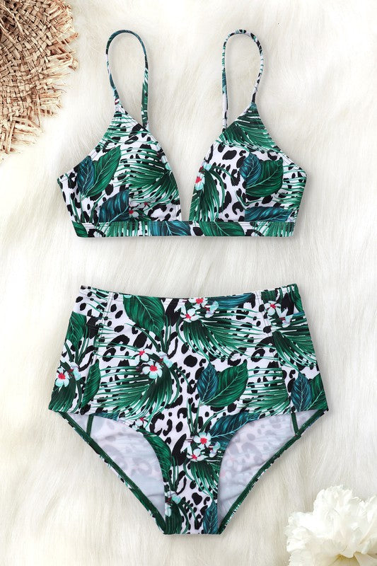High Waist Leopard Print Bikini Separates