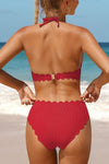 Lee Scalloped Trim Bikini Separates - Red