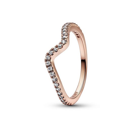 Wave 14k rose gold-plated ring with clear cub size 5/50