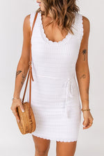 Leanne Scalloped Trim Mini Dress - White