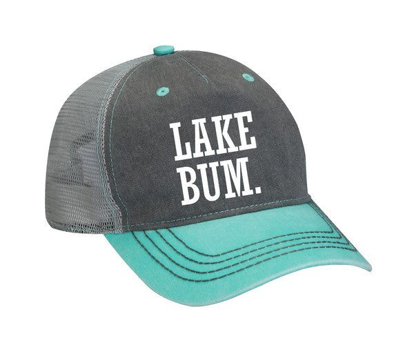 "Lake Bum" Color Block Trucker Cap