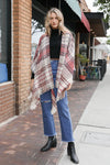 Jessica Plaid Open Front Poncho