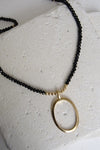 Beaded Chain Ring Pendant Necklace