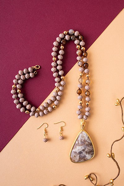 Beaded Natural Stone Necklace