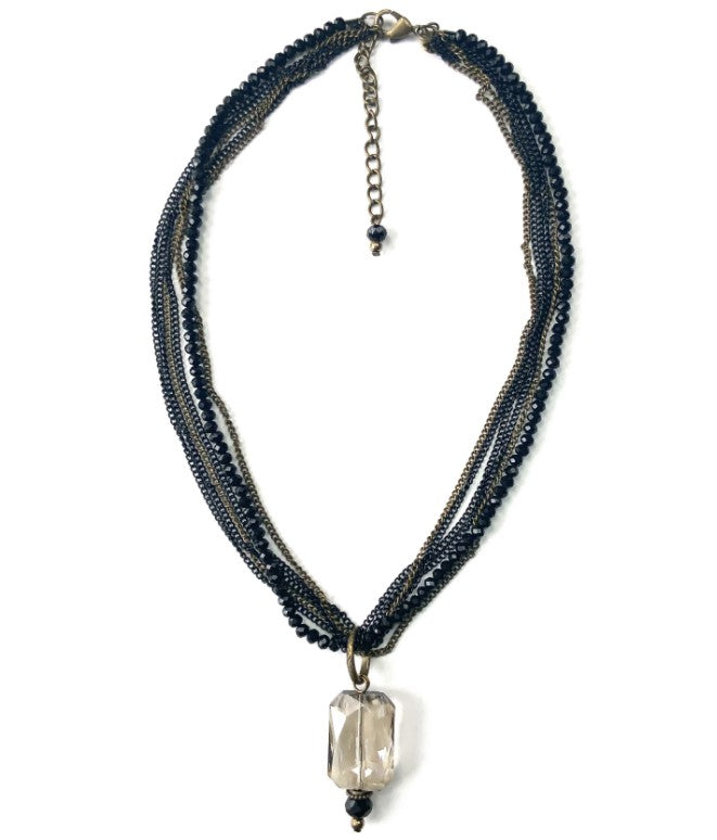 Multi-Chain Glass Pendant Necklace