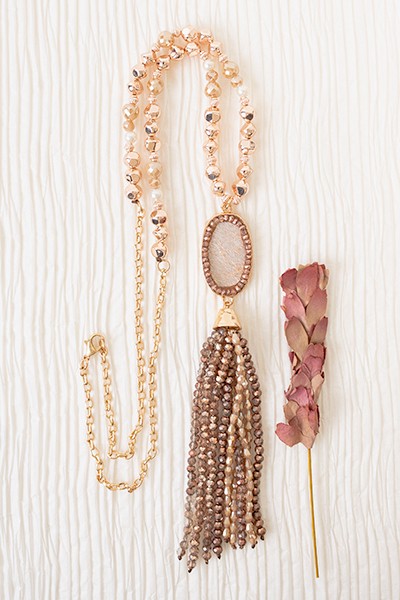 Beaded Tassel Necklace