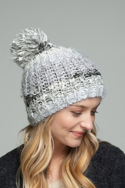 Shimmer Striped Knit Beanie