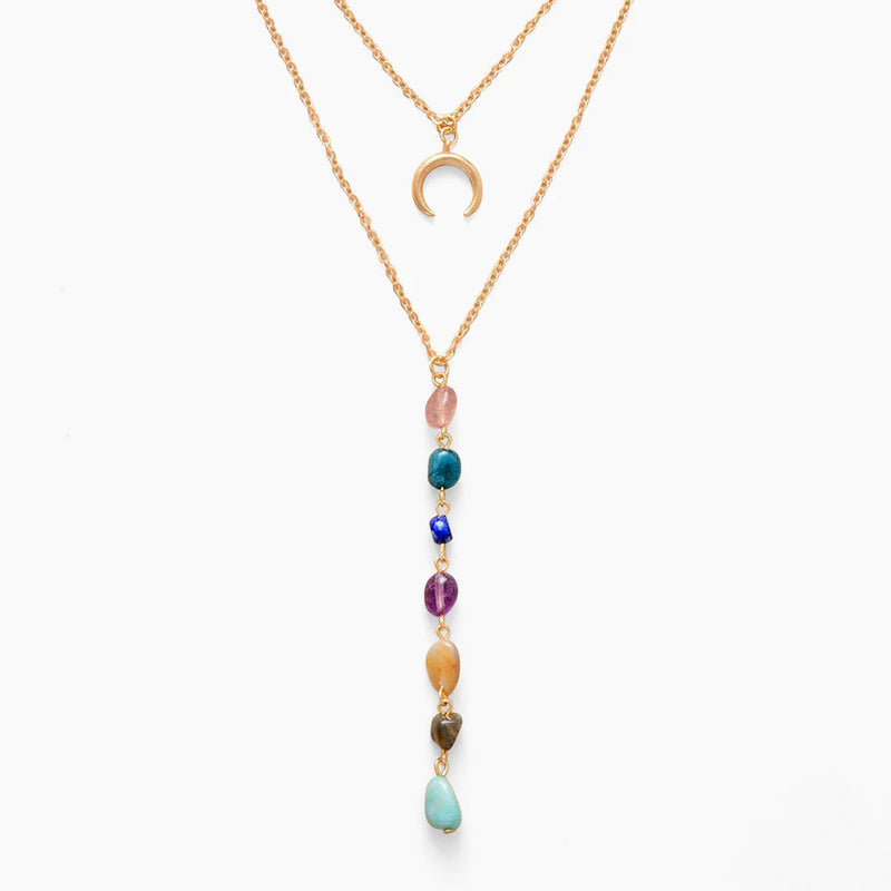 Rain 7 Chakra Heart Gold Chain Necklace