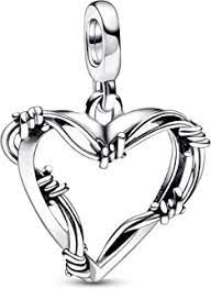 Barbed wire heart sterling silver medallion